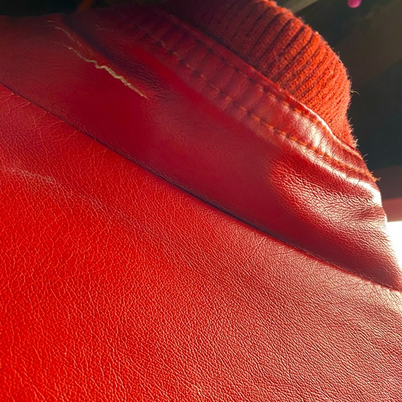 Faux Red Leather Jacket - Picture 3 of 4